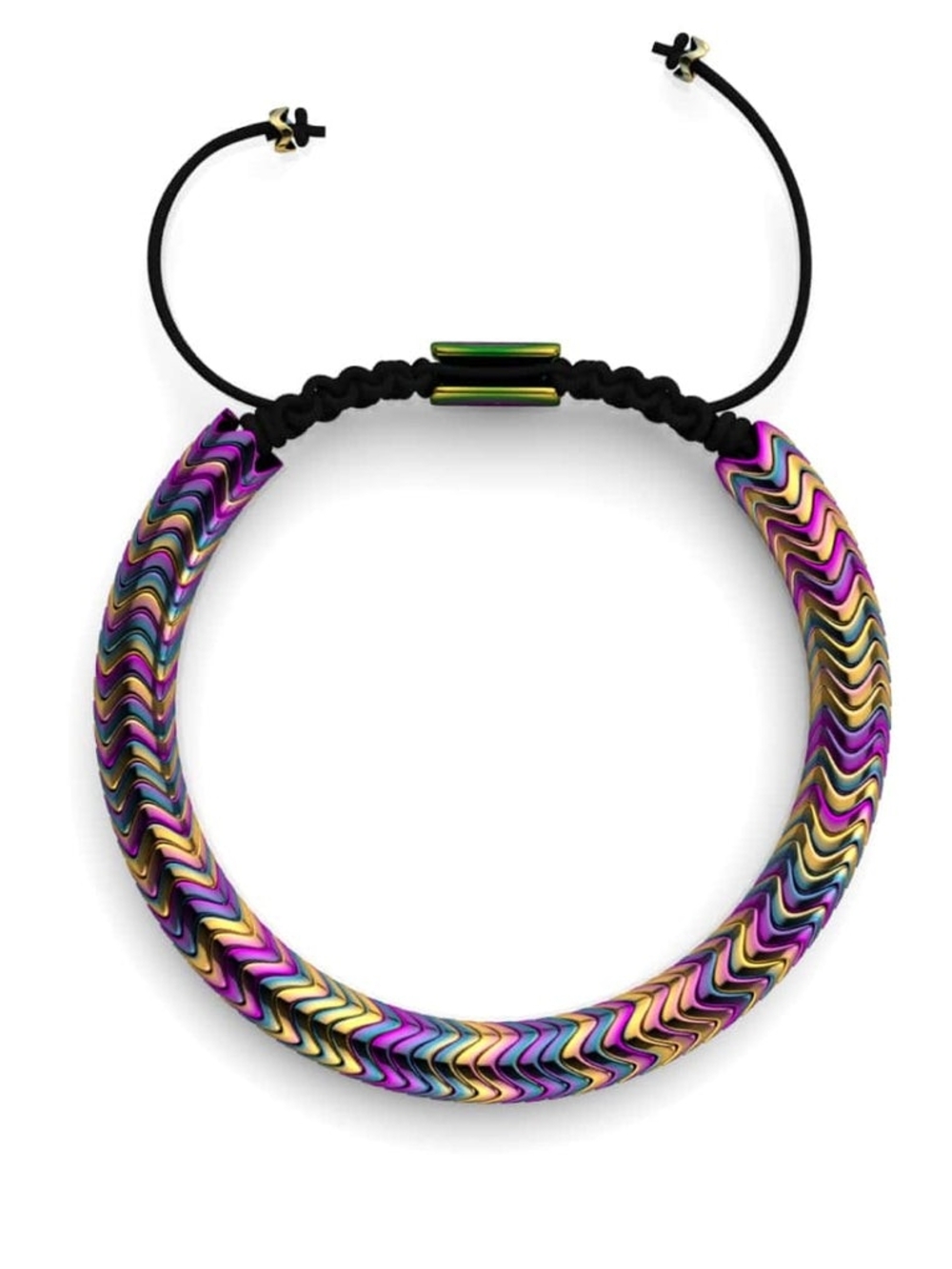 🆕️ NOGU Serpentine Rainbow Hematite x Unicorn Silver Double Wave Bracelet